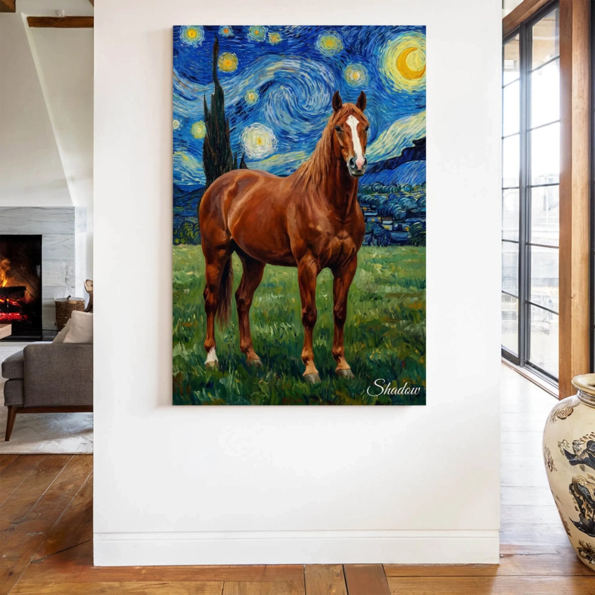 Ritratto di cavallo in stile Van Gogh dalla tua foto - tela
