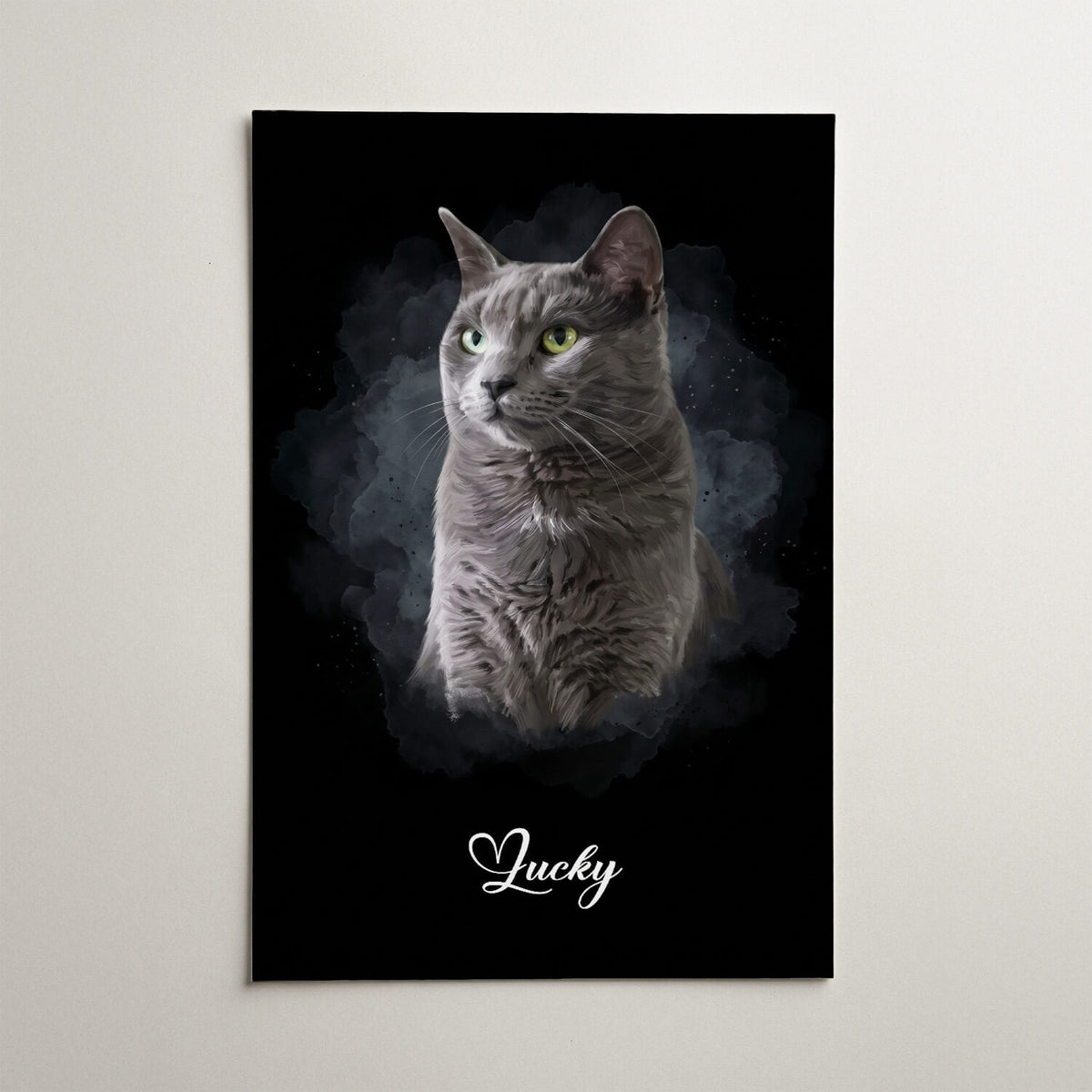 Ritratto di gatto in stile acquerello - Nero dalla tua foto - poster