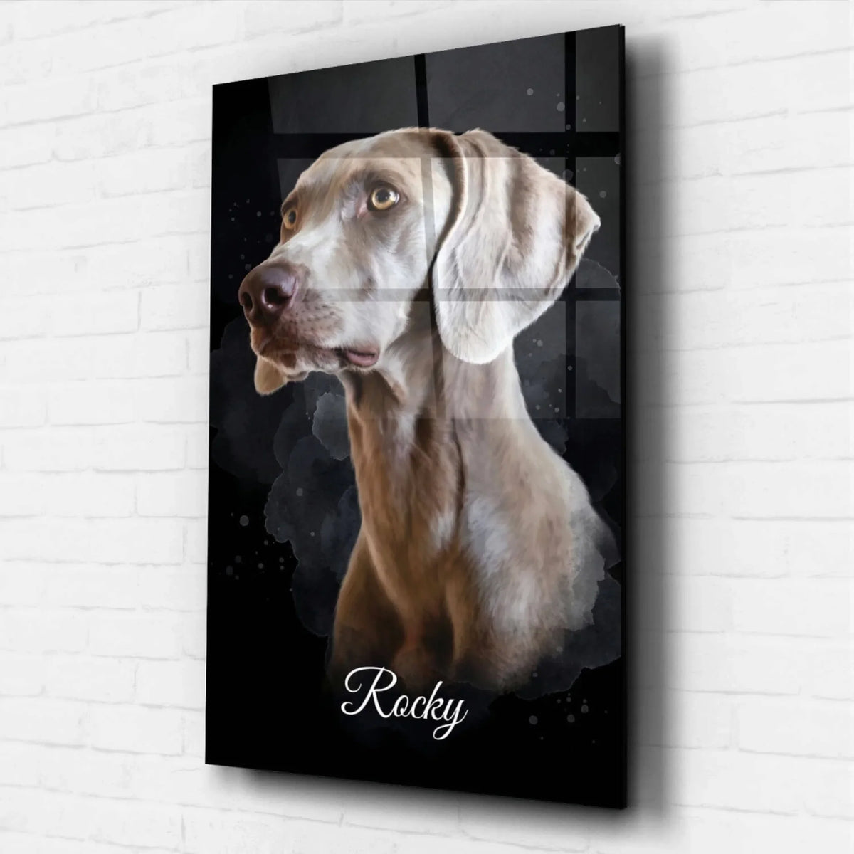 Ritratto di cane in stile acquerello - Nero dalla tua foto - vetro acrilico