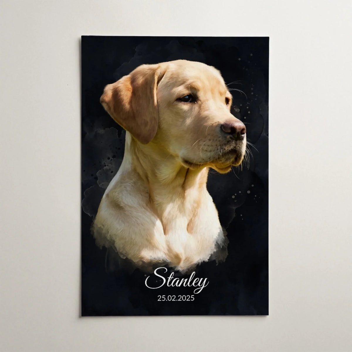 Ritratto di cane in stile acquerello - Nero dalla tua foto - poster
