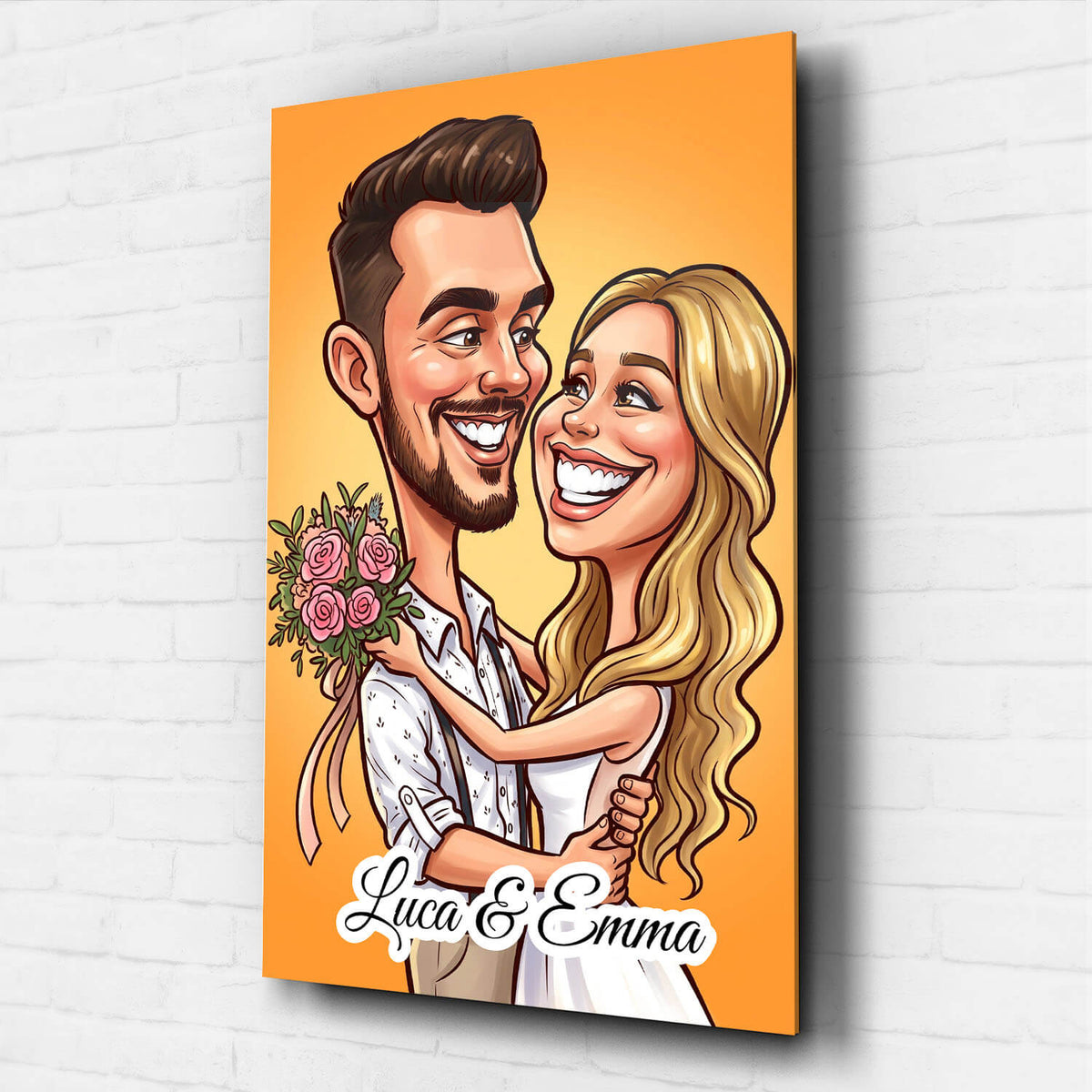 Ritratto di coppia e famiglia in stile caricatura dalla tua foto - vetro acrilico