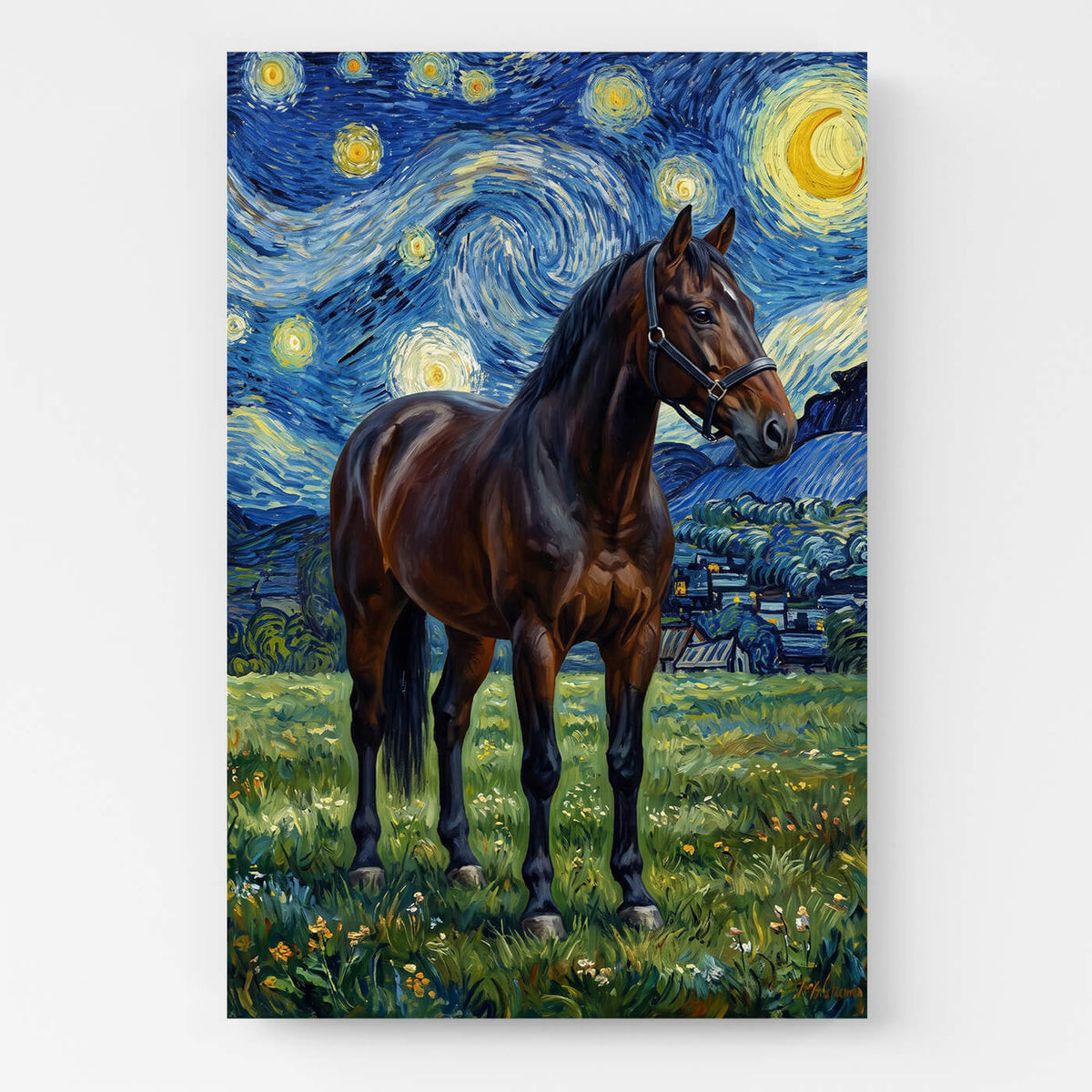Ritratto di cavallo in stile Van Gogh dalla tua foto - tela
