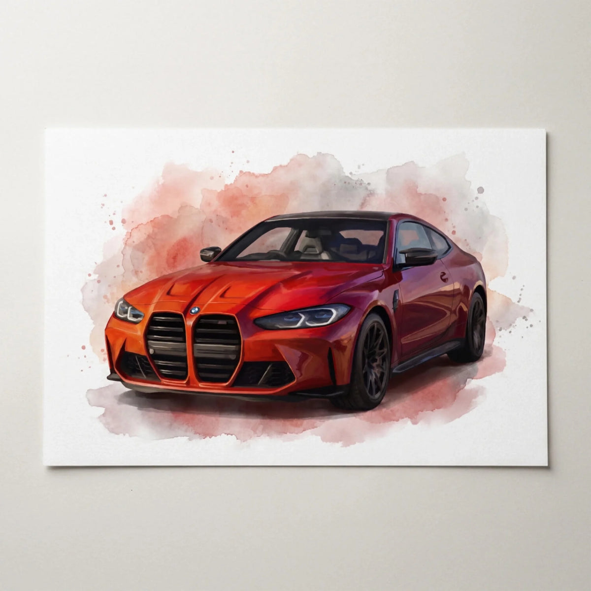 Ritratto di auto in stile acquerello dalla tua foto - poster