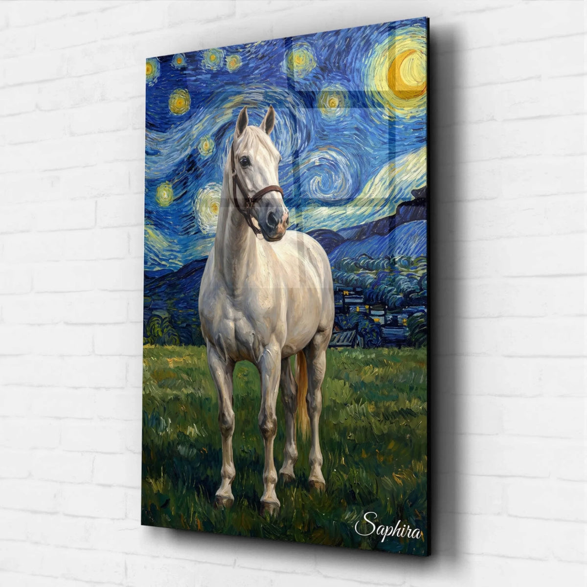 Ritratto di cavallo in stile Van Gogh dalla tua foto - vetro acrilico