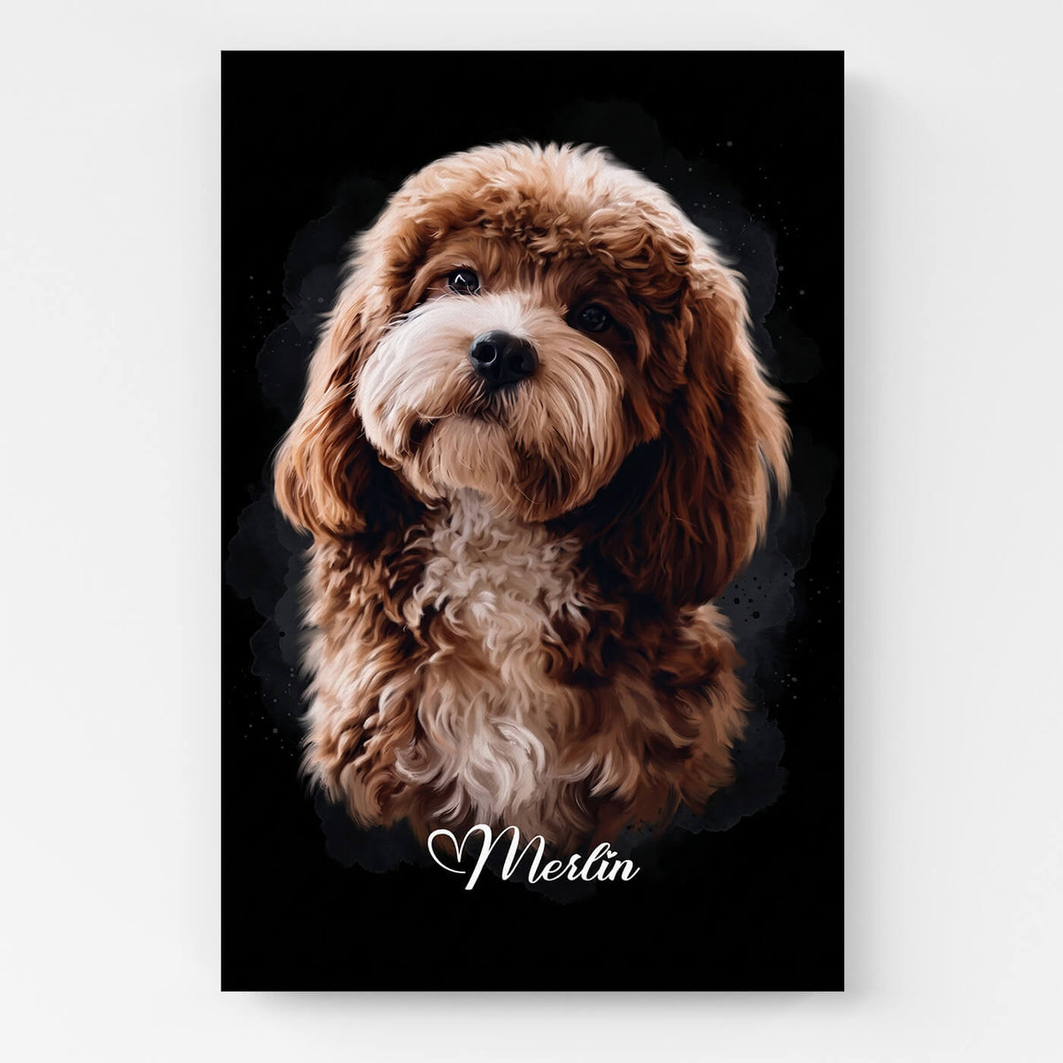 Ritratto di cane in stile acquerello - Nero dalla tua foto - tela