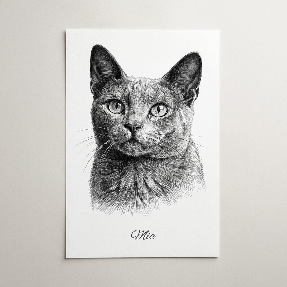 Ritratto di gatto in stile matita dalla tua foto - poster