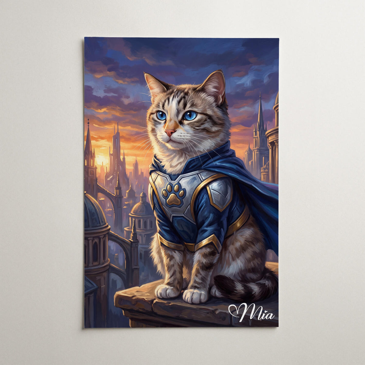 Ritratto di gatto come supereroe dalla tua foto - poster