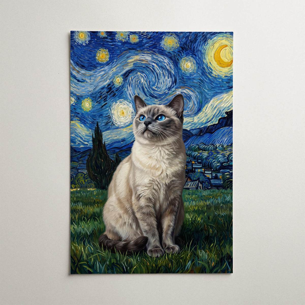 Ritratto di gatto in stile Van Gogh dalla tua foto - poster
