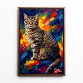 Ritratto di cavallo in stile pop art dalla tua foto - tela con cornice noce