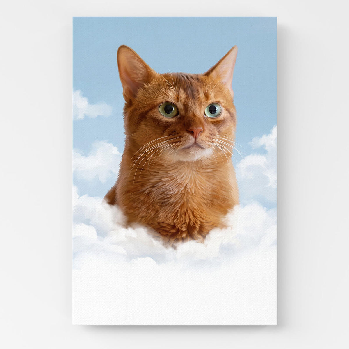 Ritratto di gatto personalizzato sulle nuvole dalla tua foto - tela