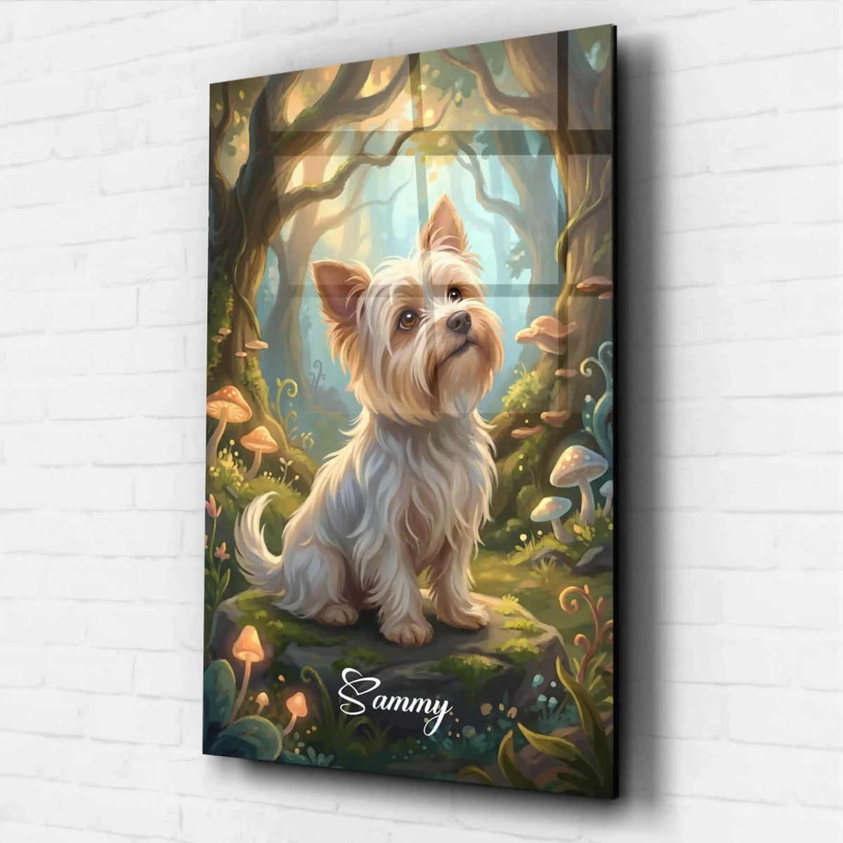Ritratto di cane in stile fantasy / cartone animato dalla tua foto - vetro acrilico
