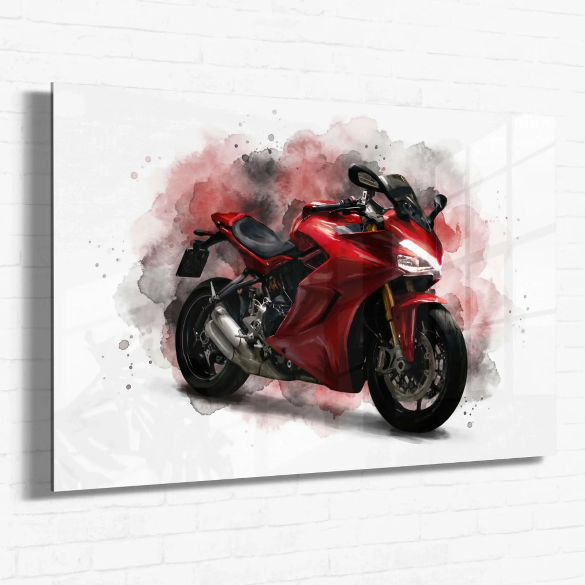 Ritratto di moto in stile acquerello (formato orizzontale) dalla tua foto - vetro acrilico