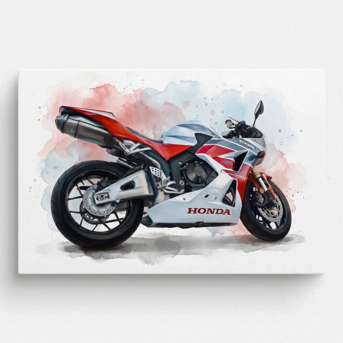 Ritratto di moto in stile acquerello (formato orizzontale) dalla tua foto - tela