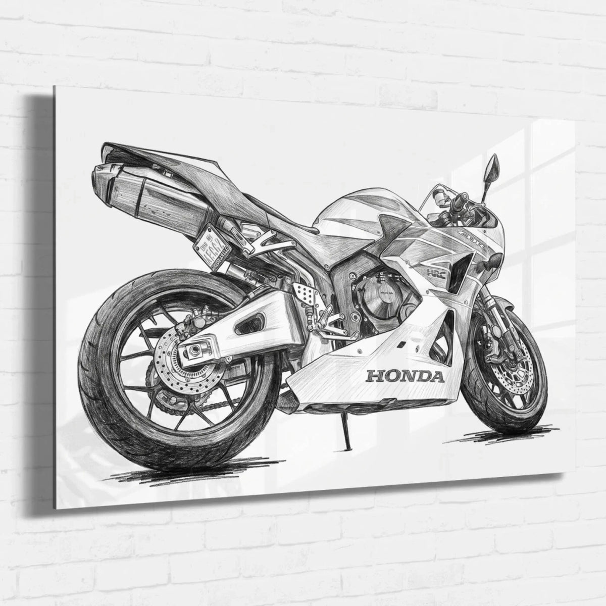 Ritratto di moto in stile matita (formato orizzontale) dalla tua foto - vetro acrilico