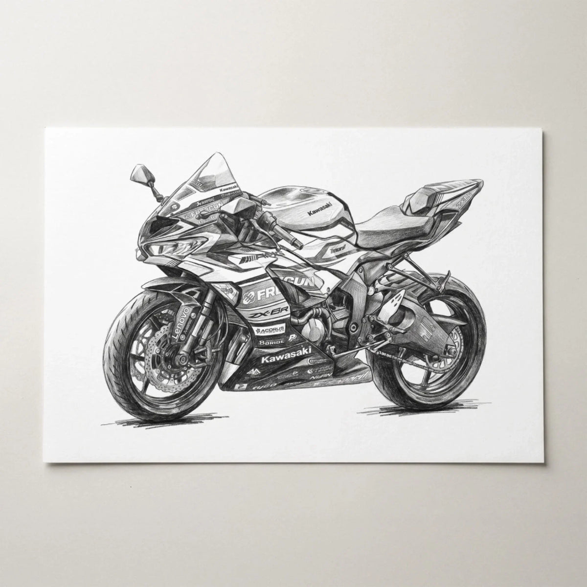 Ritratto di moto in stile matita (formato orizzontale) dalla tua foto - poster