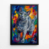 Ritratto di gatto in stile pop art dalla tua foto - tela con cornice nera