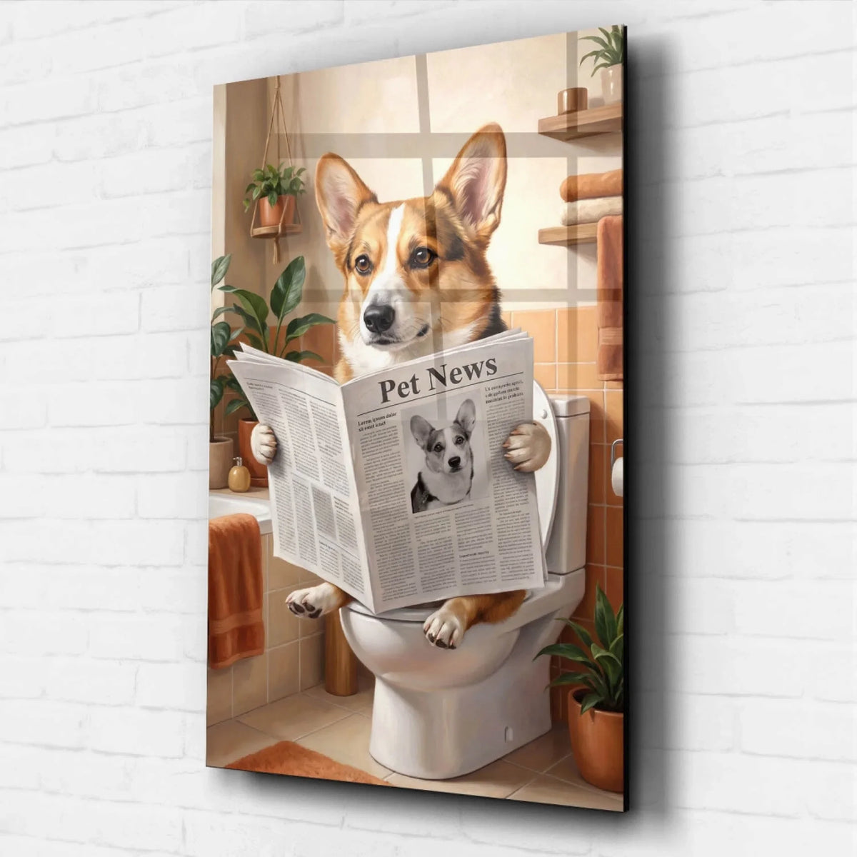 Divertente ritratto di cane sul WC dalla tua foto - vetro acrilico