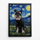 Ritratto di cane in stile Van Gogh dalla tua foto - tela con cornice nera