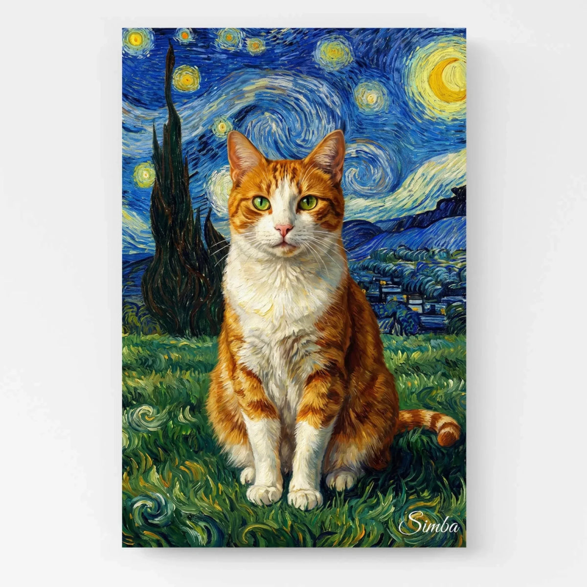Ritratto di gatto in stile Van Gogh dalla tua foto - tela
