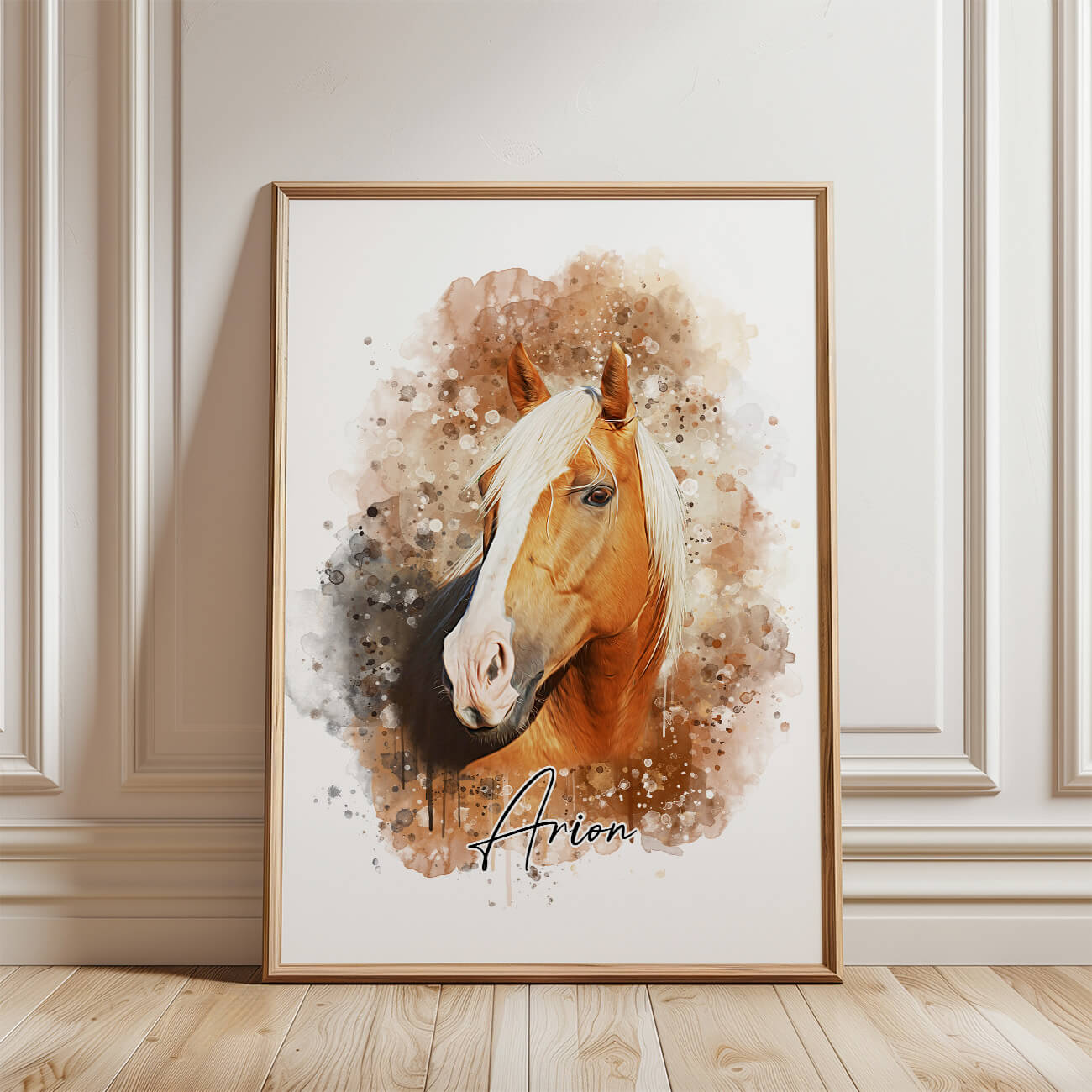 Pferdeportrait personaisiert Wasserfarben Poster