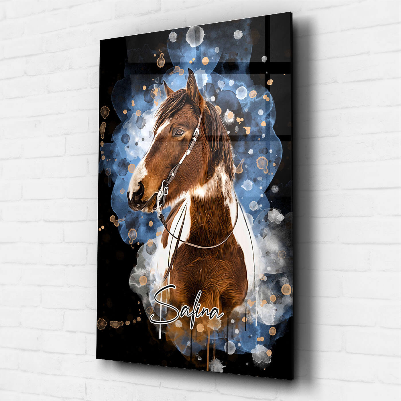 Pferdeportrait personalisiert Wasserfarben Acrylglas