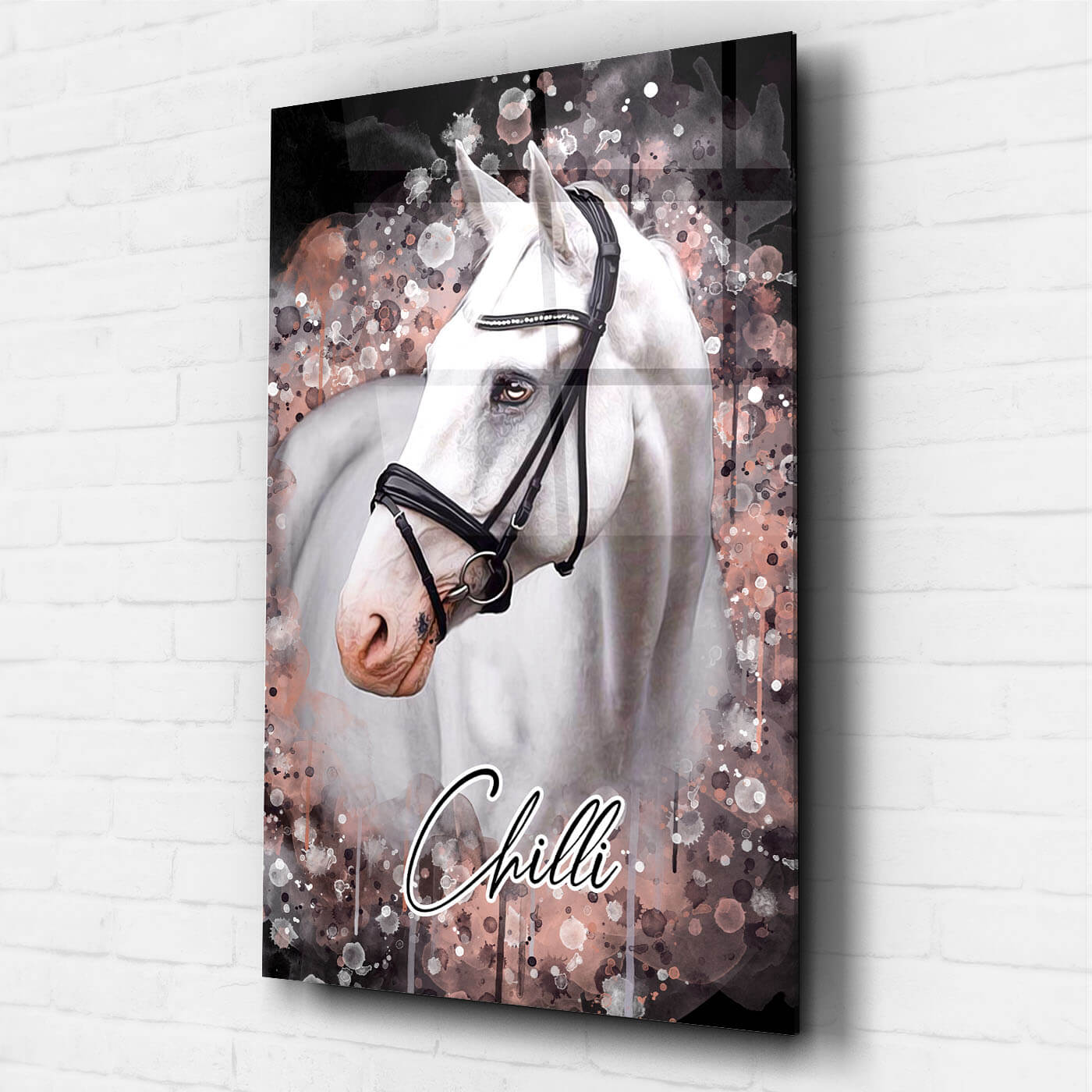 Pferdeportrait personalisiert Wasserfarben Acrylglas