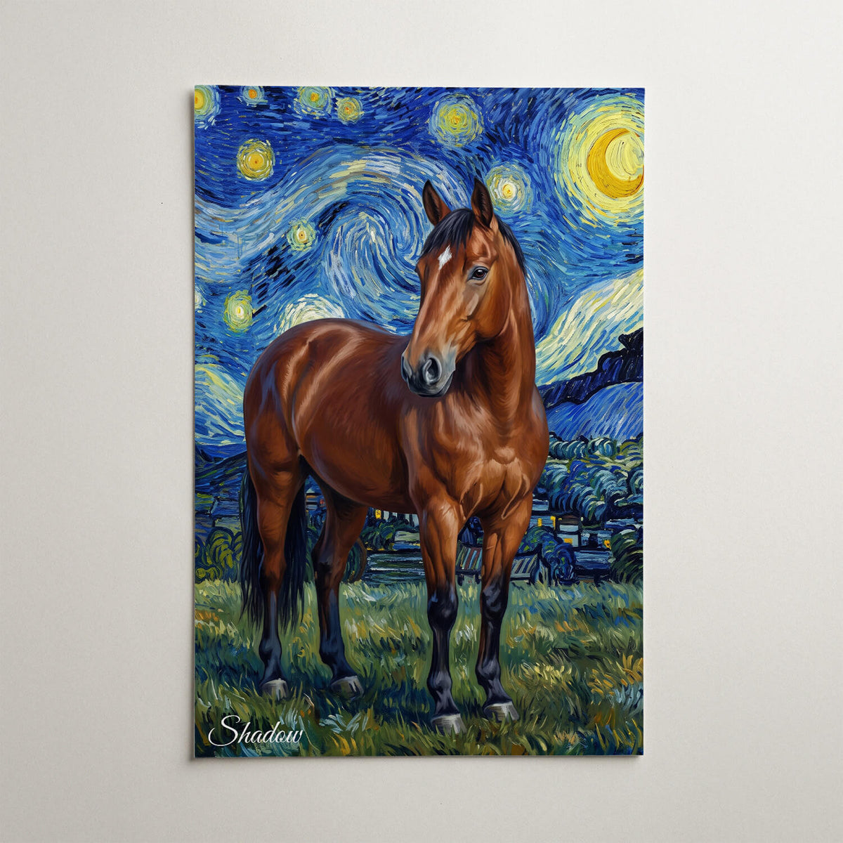 Ritratto di cavallo in stile Van Gogh dalla tua foto - poster